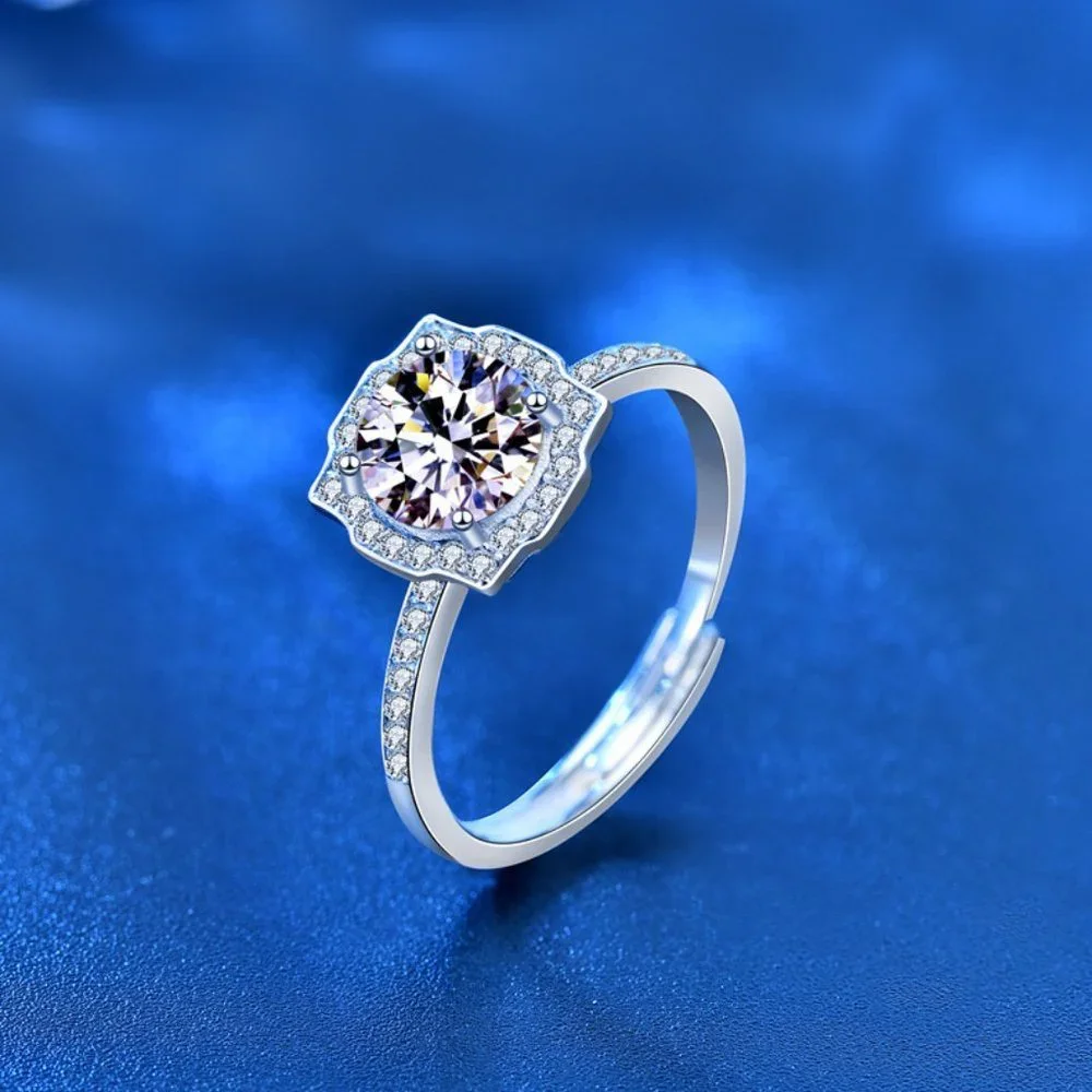 Certified 1ct. t.w. Moissanite Diamond Vinatge Halo Wedding Engagement Ring NEW